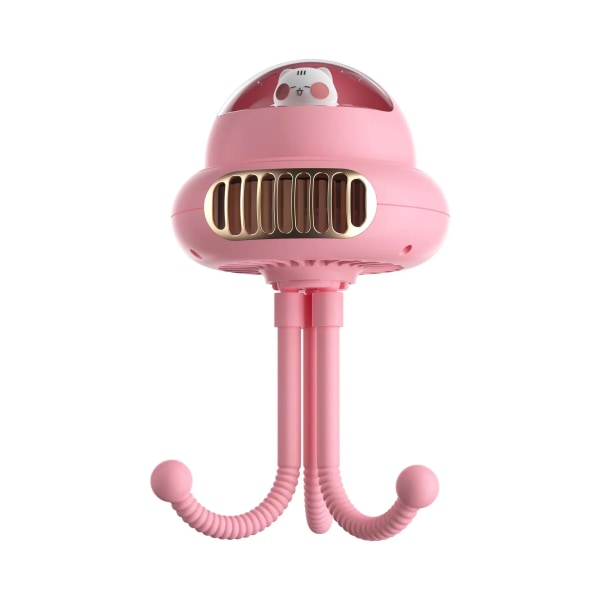 Högkvalitativ Barnvagn Baby USB -driven fläktbatteri Stativklämma Skrivbordsfläkt Bärbar 4000 mah uppladdningsbar klämfläkt Pink