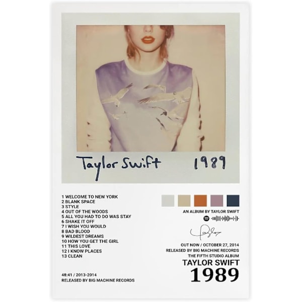 Popstjärnan Taylor Swift Canvas Poster För Rum Estetisk Canvas Väggkonst Sovrum 1989 1989 20*30CM