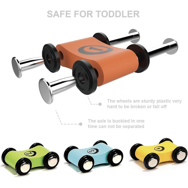 Træbilrampe Racetrack Legetøj Toddler Playset Udskiftningsbiler 12-pak