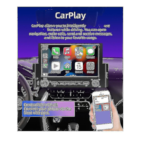 1din 6,2 tums skärm Carplay Android Auto Radio Bilstereo Bluetooth Mp5-spelare 2usb Fm-mottagare Hea