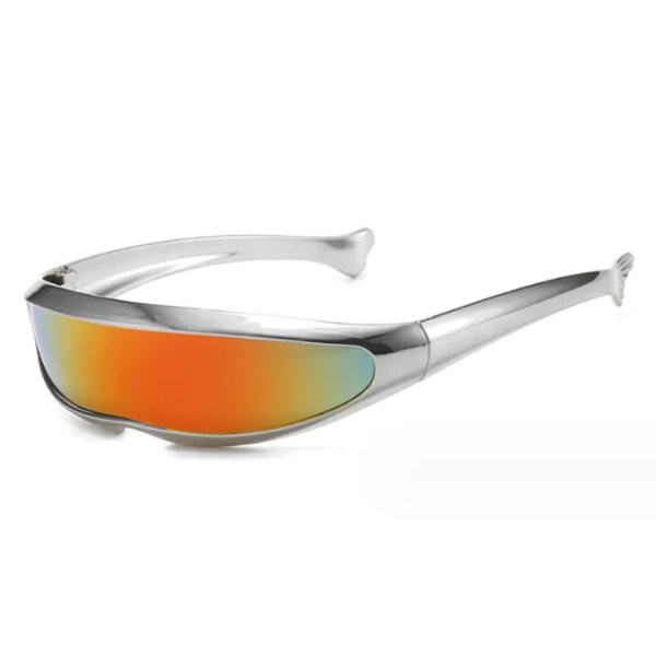 Fashion personlighet pläterade silver fishtail vindtäta solglasögon för män utomhus sport ridning solglasögon C4 trendy