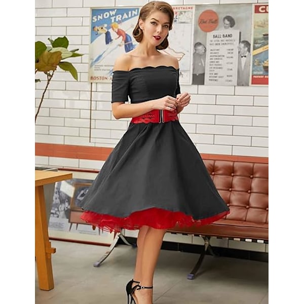 50-tals Petticoat Rockabilly Klänning Tyllkjol För Kvinnor ZX Röd Ed M