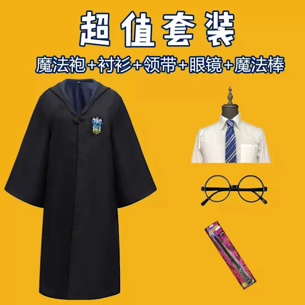 Mub - Uusi Harry Potter Cosplay-asu, Ravenclaw-takki Halloween-juhliin, viisi osaa Ravenclaw five sets M