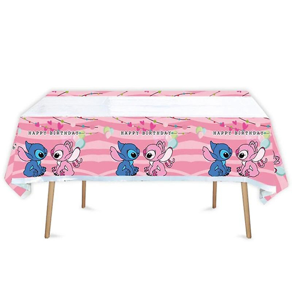 Rosa söm dekoration födelsedagsfest Lilo och Stitch tema bordsartiklar ängel ballong tallrikar koppar tillbehör för barn flickor duk tablecloth 12 inches
