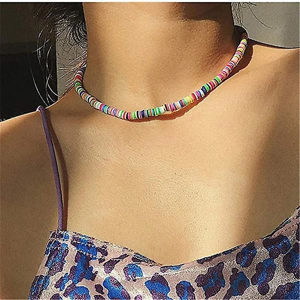 Mjuk keramisk choker för kvinnor, färgglatt handgjort halsband
