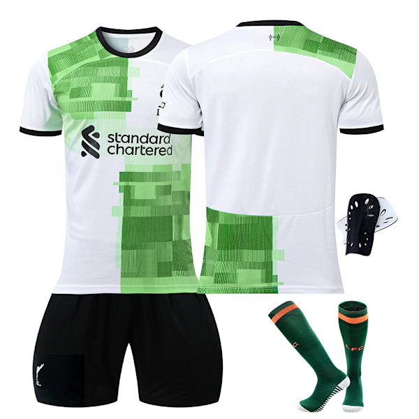 Liverpool 23-24 udebanetrøje grøn nr. 11 Salah 27 Nunez 66 Arnold børnefodboldtøj No number + socks and gear XXL