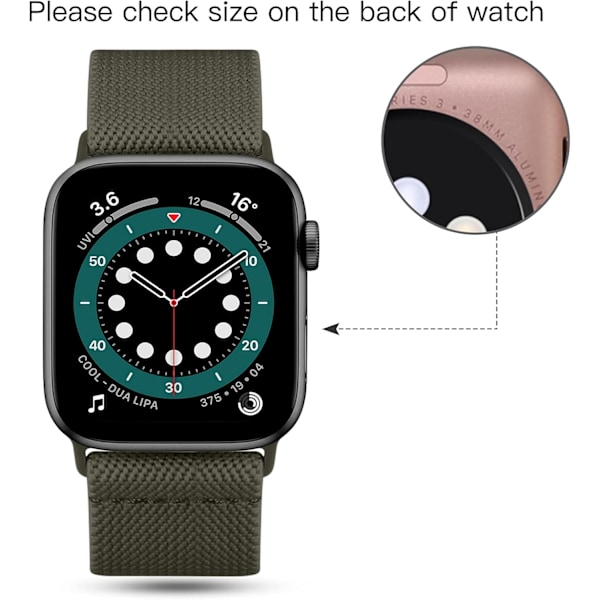 Loop-reim kompatibel med Apple Watch - Justerbar strekkbar nylonflettet sportsreim for iWatch SE Serie 9/8/7/6/5/4/3/2/1