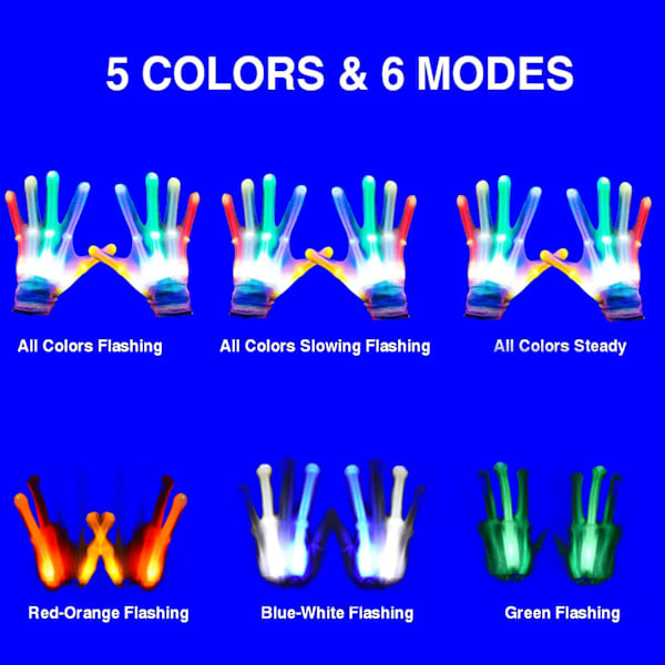 LED Handsker, LED Handsker til Børn Teenagere og Voksne Gaver, LED Finger Handsker, Finger Lys Handsker