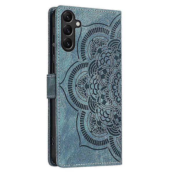Frosted Læder Etui til Mandala Emed Retro Telefon Blå(FQ) For Samsung Galaxy S25+ 5G Blue