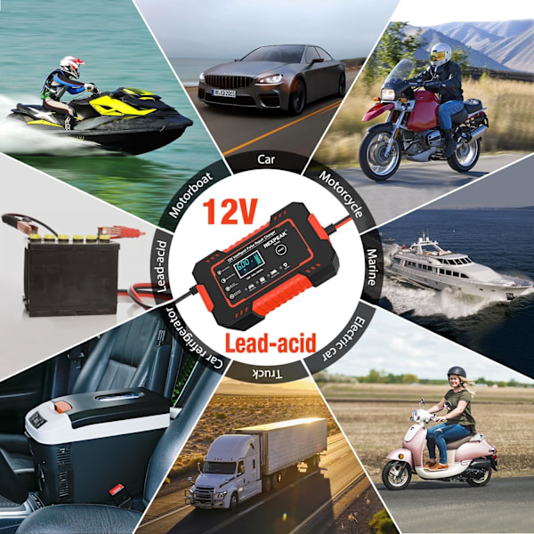 Auton akun latauslaite, 12V 6A Älykäs akun ylläpito latauslaite Autoille 12V Akku