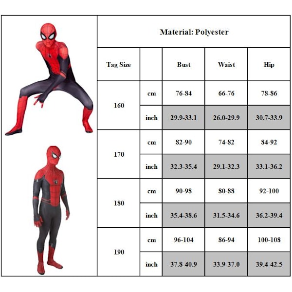 Spider-Man Unisex Voksen Halloween Fest Rolle Spil Jumpsuit 180 cm