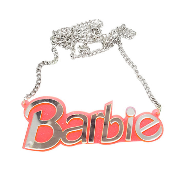 Nyckelben Brev Kedja Rosa Barbie Halsband Dam Smycken