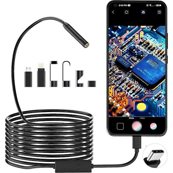 1920P HD-käärmeendoskooppi, tyypin C endoskooppi, skooppauskamerassa 8 LED-valoa Android- ja iOS-älypuhelimille, iPhonelle, iPadille, Samsungille