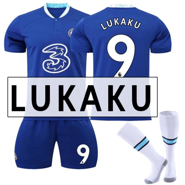 22-23 Chelsea kotipaita nro 9 Aubameyang 7 Kante 10 Pulisic jalkapalloasusetti 19 Mount paita No. 9 Lukaku socks #16