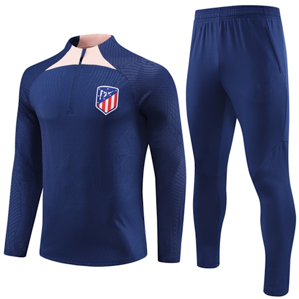 23-24 New Atletico Madrid long sleeve training suit for adults and children long sleeve jersey suit Christmas gift blue