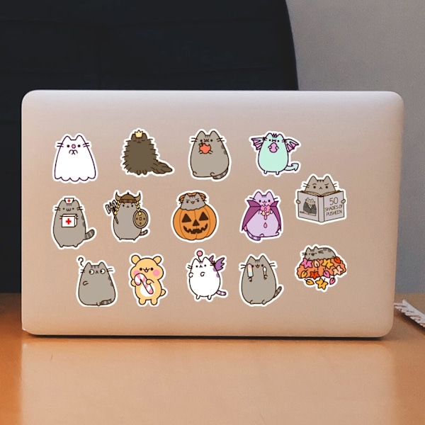 50 kpl Pusheen-tarroja kannettaville tietokoneille, puskureille Pusheen