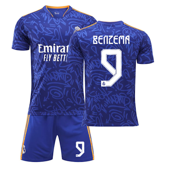 21-22 Real Madrid udebane kongeblå nr. 9 Benzema trøje nr. 20 Vinicius 10 Modric 8 Kroos Real Madrid away number 9 28#