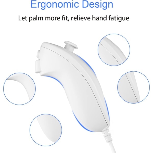 2-pak Nunchuck-controllere til Wii, Nunchuk Joystick Fjernbetjeningsspil C