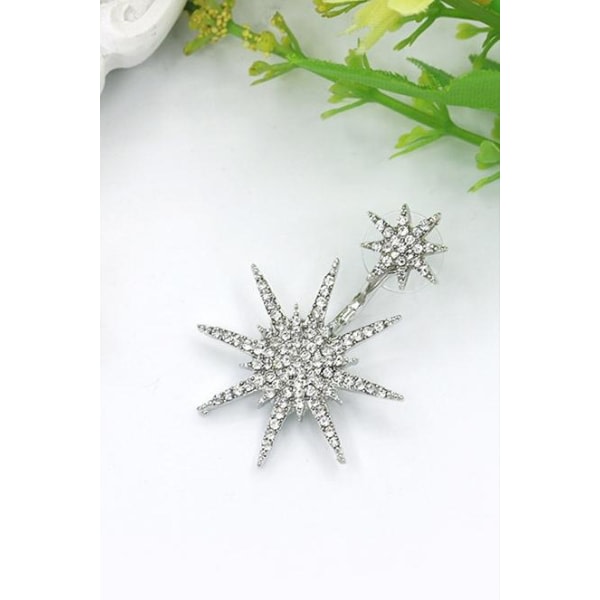 Silverörhänge till jul - Snowflake / Star & White Rhinesto