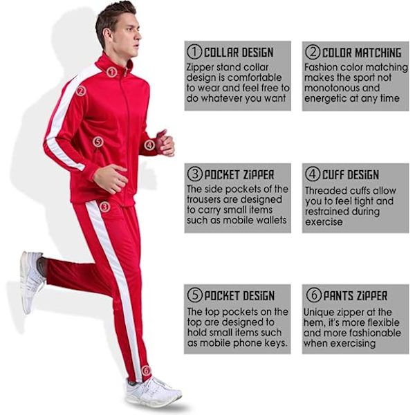 Sportkläder för män Sport Gym Träning Kläder Sportkläder Set med Full Zip Män XL