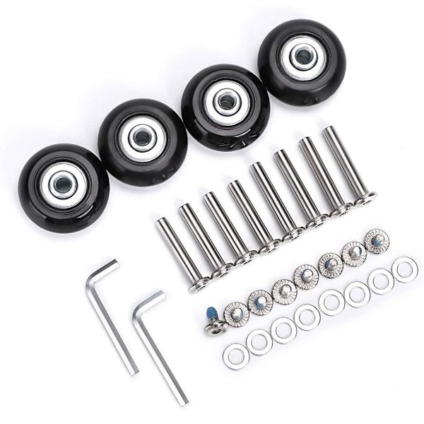 40mm x 18mm Kuffert Udskiftningshjul Svingbare Gummirhjul Leje Reparationssæt Sæt med 4 - Perfet