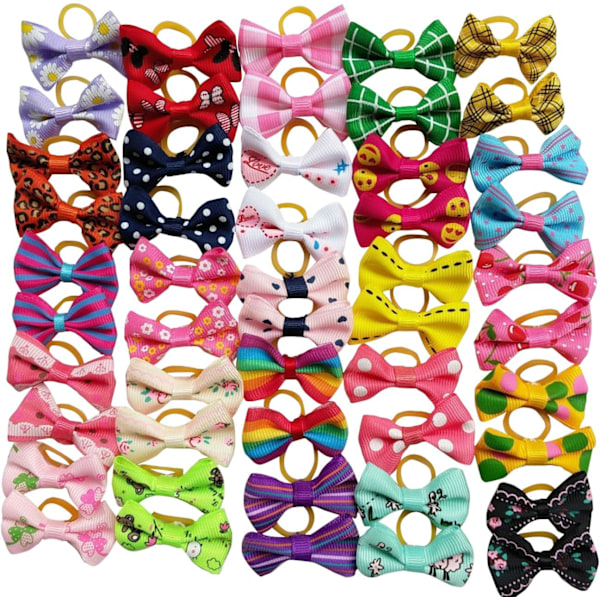 25 pcs dog hair clips with rubber bands pet hair clips mixed colors