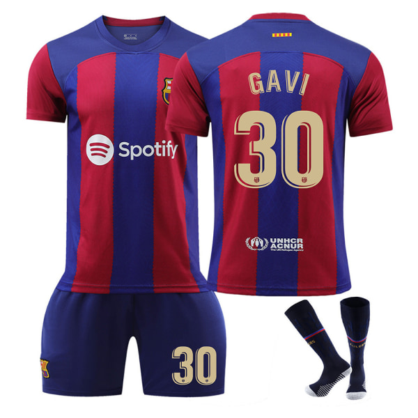 Ny 23-24 Barcelona fodboldtrøje nr. 9 Lewandowski 7 Dembele 8 Pedri 30 Gavi nr. 10 Messi trøje Size 30 with socks 20 yards