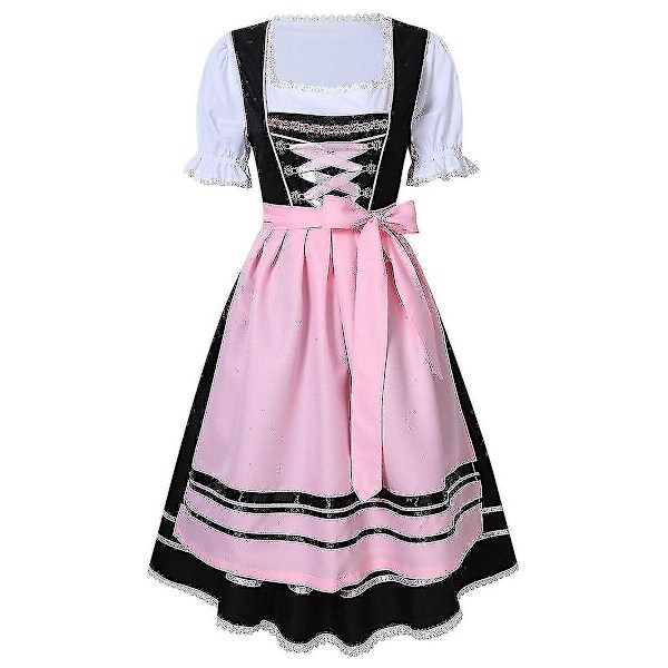 Dirndl-mekko Saksalaiseen Oktoberfestiin Baijerilainen Oluttyttö Asuste Aid Festival Party ZX - Täydellinen Vaaleanpunainen Pink M