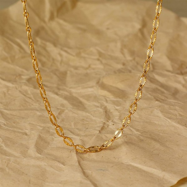 Guld halsband för kvinnor 18K vakuum guldpläterad kort kedja Neckl 4b90 |  Fyndiq