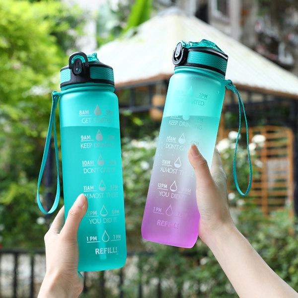 Vesi Urheilupullo Juomapullo Muovi Vesi Kuppi 1000ML green+purple