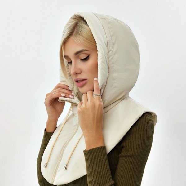Dunhette med hette Halsduk Balaclava lue BEIGE beige