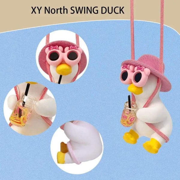 Auton lisävarusteet Swing Duck Swinging Duck Auton riipuskoriste Ihana Swinging Duck Auton riipus Siisti lentävä ankka aurinkolaseilla Auton taustapeili Pink