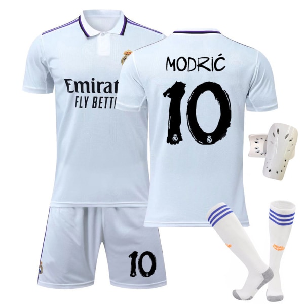 22-23 Real Madrid hemma nr 7 Mbappe tröja nr 10 Modric 9 Benzema Vinicius fotbollsdräkt No. 10 with socks + protective gear #2XL