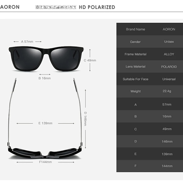 AORON Polariserande solglasögon för män Klassiska fyrkantiga solglasögon UV400 Spegel Aluminium Ben Glasögon Transparent Silver Transparent Silver Package 3