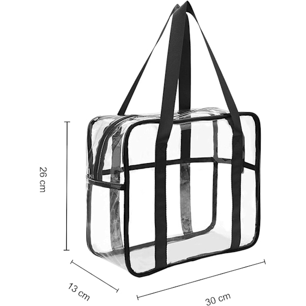 Gennemsigtig toilettaske gennemsigtig kosmetik makeup strandtaske let vandtæt organizer stor opbevaring (sort) - perfekt