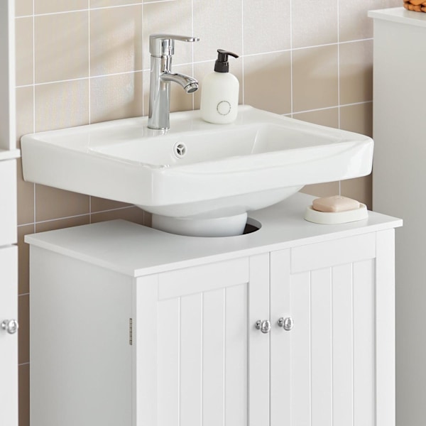 SoBuy baderomsmøbler med 2 dører BZR18-II-W Wh White Sink cabinet (on floor)