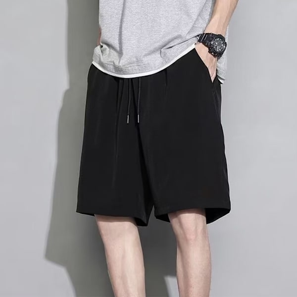 Brev Trykte Atletiske Shorts Mænd Casual Is Silke Elastisk Talje Træning Basketball Shorts Med Lomme 2XL Sort