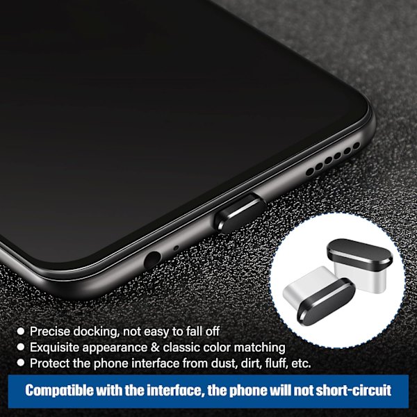 kappaletta (musta) USB C -pölypistokkeet Type-C -suojus Yhteensopiva