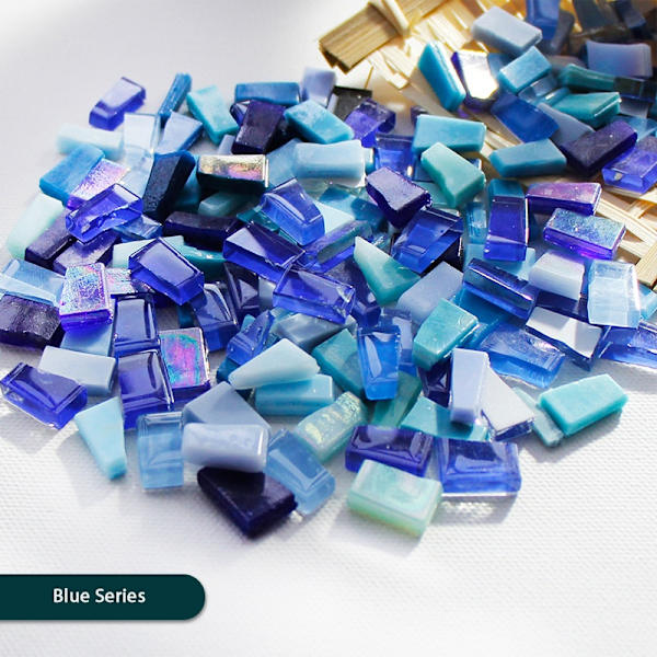 DIY Mosaikfragment Oregelbunden Form Handgjord Sten Jade - Perfekt Blue Series