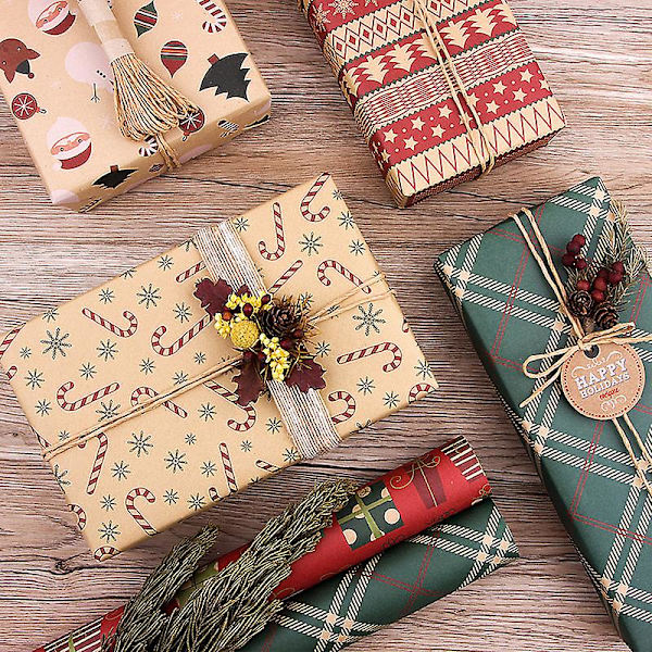 Set med 6 rullar presentpapper, jul, 50 x 70 cm, Flerfärgad