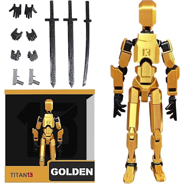T13 Actionfigur, Titan 13 3D Printet Actionfigur, Lucky 13 Actionfigur, Nova 13 Actionfigur Dummy 13 Actionfigur Gold