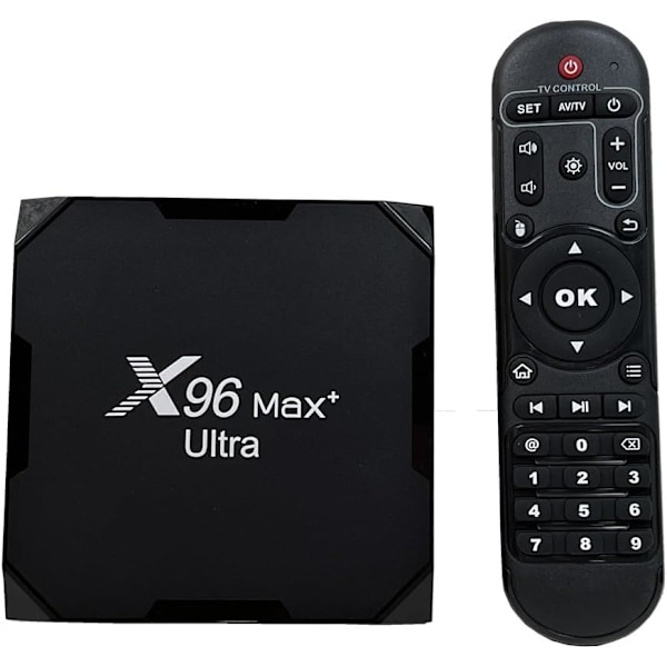 4 Gt 64 Gt X96 Max Plus Ultra TV-laatikko Android 11 Amlogic S905X4 2,4 Gt/5 Gt Dual WiFi BT4.0 USB3.0 Tukee AV1 H.265 8K 24fps 4K 60fps HDR Set Top Box EU EU 4GB 64GB