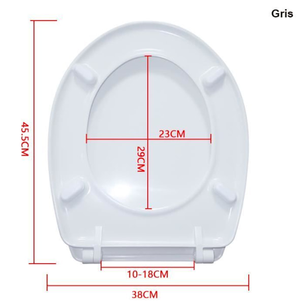 HENGMEI Toiletklap med Faldsbremse og Soft Close System Robuste Hængsler Høj Kvalitetsfinish Nem Installation (Grå)