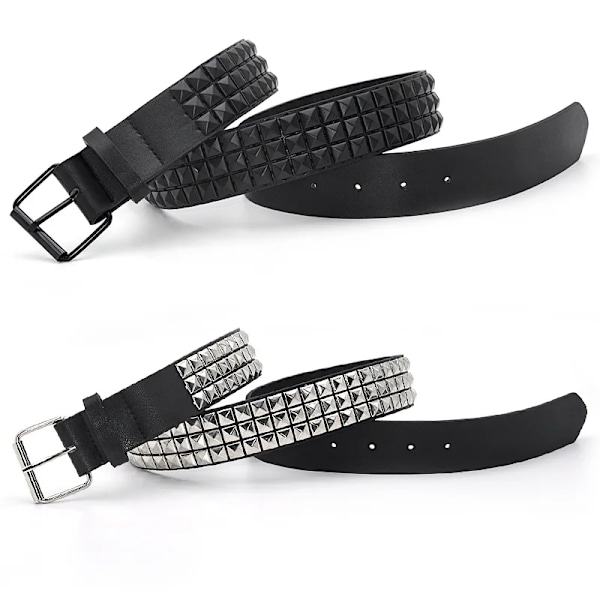 GAOKE Pyramide Nitte Talje Mænd & Kvinder Studded Læderbælte Punk Rock Hardware med Spændespænde Talje Sort Jean Armbånd-22cm bracelet-22cm 110 cm