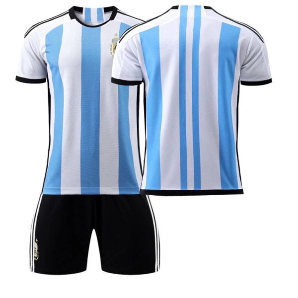 2022 VM Argentina fotbollströja nr 10 Messi korrekt hemmatröja set ny barnvuxen modell Argentina home field without number 24 yards