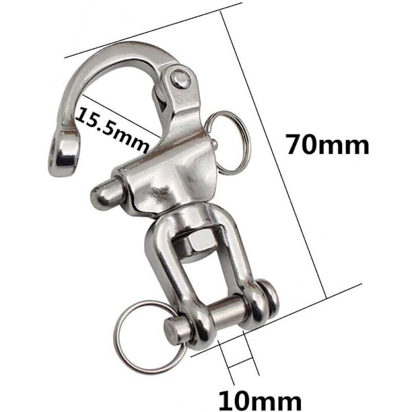 Swivel Snap Hook 2-pack Swivel Snap Hook 316 Rostfritt Stål Snabblänkar Snabbkopplingar Snap Hooks för Seglingar Släpp Båttillbehör (70mm)