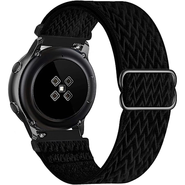 Nylon urheiluranneke, musta, 22 mm ranneke yhteensopiva Samsung Galaxy Watch Active 2(40mm/44mm)/ watch 3 41mm/ watch 42mm/gear S2 Classic