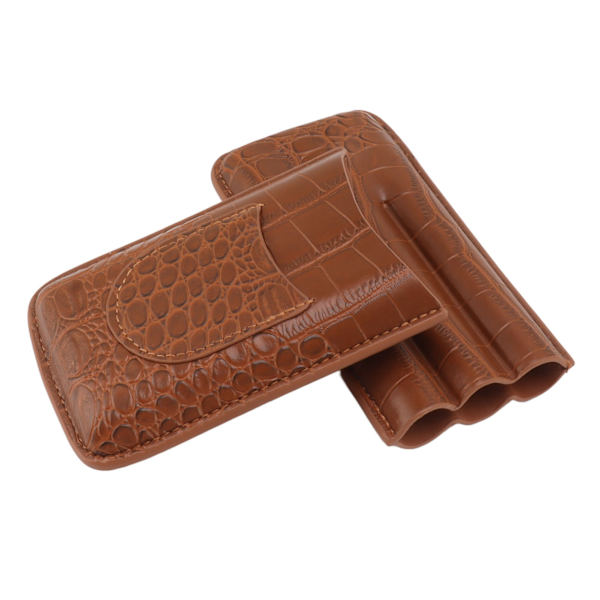 Etui i konstläder, bärbart, hållbart, elegant, 3-fingers cigarrlåda för resor, utomhus, affärer 79