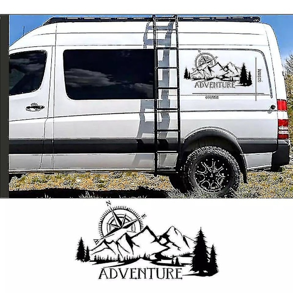 Fantastisk eventyr vinylmærkat autocamper van camper klistermærke bjerg kompas væg
