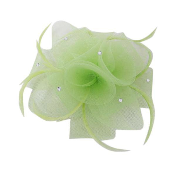 1/2 Bröllop Brud Dam Prom Ros Fjäder Fascinator Hårklämma Lime Grön Lime Green 1 Set